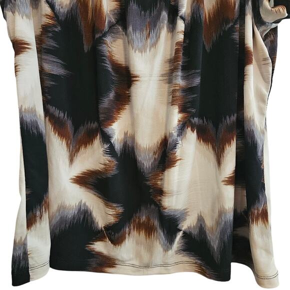 3X Brown and tan Worthington blouse with back zip embellishment - Picture 5 of 8